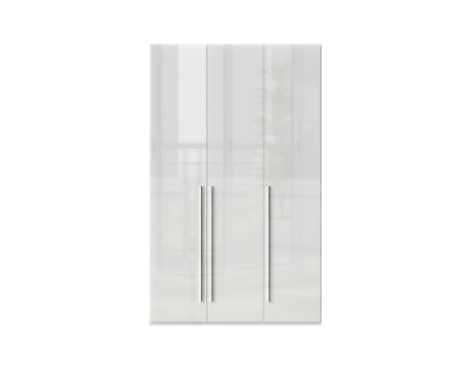 Dulap cu 3 usi cu balamale PIANO WHITE 137x224x56cm alb lucios, manere crom