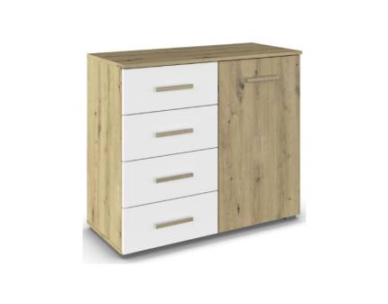 Comoda cu 1 usa si 4 sertare MOSBACH 80x81x42cm stejar Artisan/ alb alpin 
