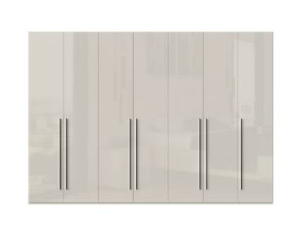 Dulap cu 7 usi cu balamale PIANO BEIGE 317x224x56cm bej lucios, maner crom