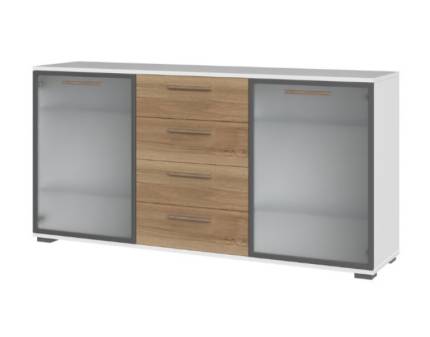 Comoda cu 2 usi din sticla si 4 sertare D9 ALL ROOM CONCEPT 167x83x40cm configurabila