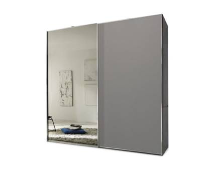 Dulap cu 2 usi glisante 167x240x68cm antracit mat/ gri mat - oglinda, maner crom model 2 SINFONIE PLUS 