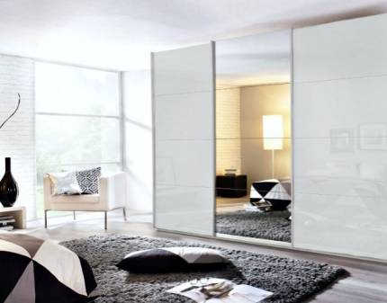 Dulap alb alpin/alb lucios-oglinda 271x210x62cm KULMBACH