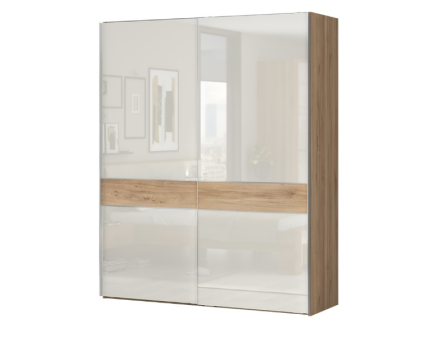 Dulap cu usi glisante GALA 182x224x61cm bej lucios/ Nuc Pacific