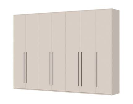 Dulap cu 7 usi cu usi balamale OPERA 317x224x56cm casmir, manere maro