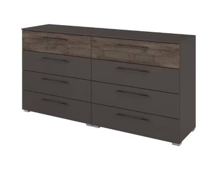 Comoda cu 8 sertare LUANA 160x81x42cm graphite/ Atlantic Dark, manere graphite 