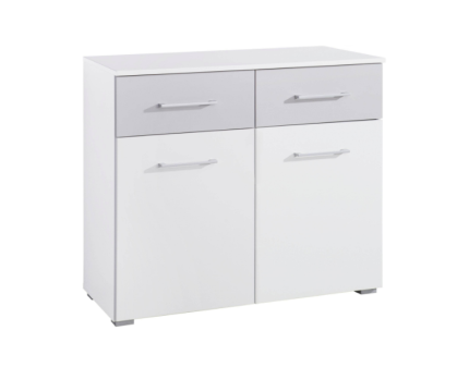 Comoda cu 2 usi si 2 sertare BOSTON EXTRA 93x81x42cm alb alpin/ silk grey