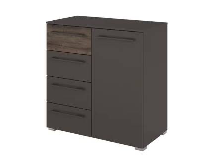 Comoda cu 1 usa si 4 sertare LUANA 80x81x42cm graphite/ Atlantic Dark, manere graphite 