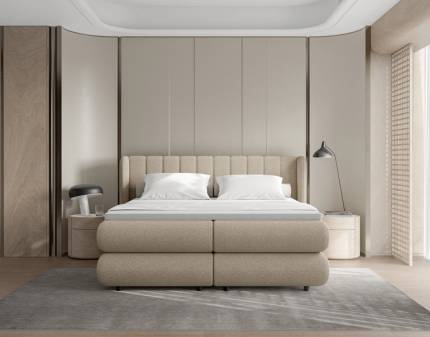 Pat Boxspring cu lada pentru depozitare ELISE 140/ 160/ 180cm personalizabil
