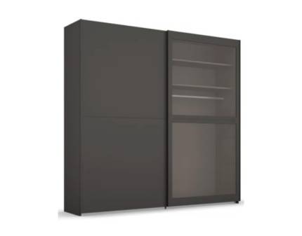 Dulap 201x223x68cm grafit/ sticla gri LUMIS