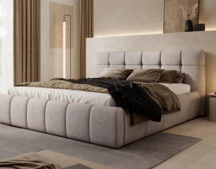 Pat tapitat cu somiera si spatiu pentru depozitare MELISSA 140/ 160/ 180cm personalizabil