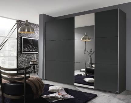 Dulap gri metalic/oglinda 218x210x59cm KRONACH I