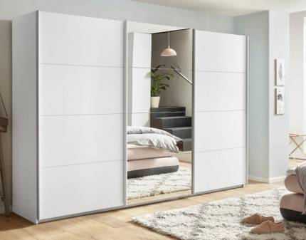 Dulap cu usi glisante KULMBACH 271x229x62cm alb alpin/oglinda configurabil