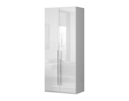 Dulap cu 2 usi cu balamale PIANO WHITE 92x224x56cm alb lucios, maner crom