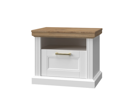 Noptiera cu 1 sertar si spatiu liber TARA WHITE 62x52x43cm alb/ Nuc Pacific