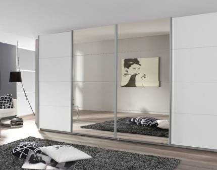 Dulap cu usi glisante SYNCRONO 361x230x62cm alb alpin/ oglinda configurabil