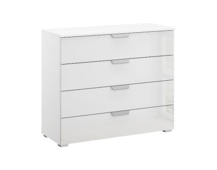 Comoda cu 4 sertare ADITIO 93x81x42cm alb alpin/ alb lucios 