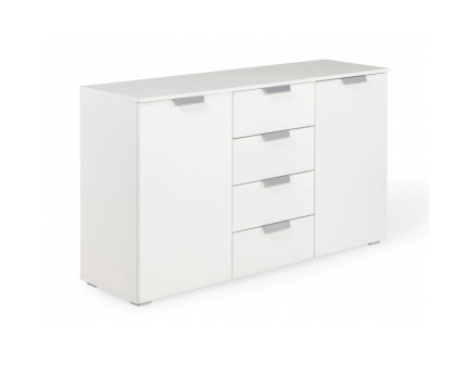 Comoda cu 2 usi si 4 sertare ADITIO 120x81x42cm alb alpin/ alb lucios 