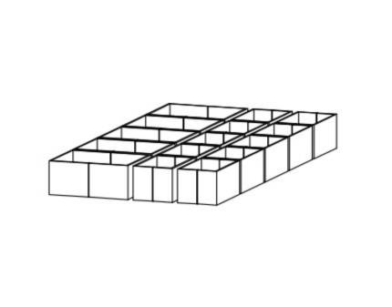 Set 4 cutii pt. interior sertar 90cm