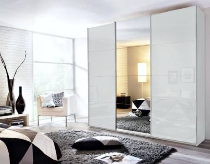 Dulap alb alpin/alb lucios-oglinda 203x229x62cm KULMBACH