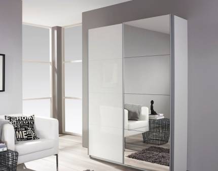 Dulap alb lucios/oglinda 136x197x48cm MINOSA PLUS