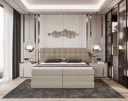 Pat Boxspring cu spatiu pentru depozitare GUSTO 140/ 160/ 180cm personalizabil 