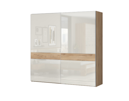 Dulap cu usi glisante GALA 230x224x61cm bej lucios/ Nuc Pacific