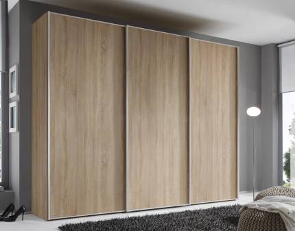 Dulap cu 3 usi glisante 298x200x68cm stejar Sonoma, maner aluminiu, model 01 SINFONIE PLUS 