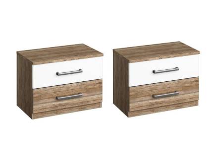 Set 2 noptiere cu 2 sertare BARCELONA 47x43x42cm SANREMO/ ALB ALPIN