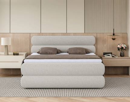 Pat Boxspring cu spatiu pentru depozitare NOLIO 140/ 160/ 180cm personalizabil