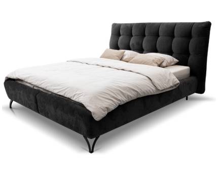 Pat tapitat cu somiera si spatiu pentru depozitare ERATO 140/ 160/ 180cm personalizabil, picioare negre