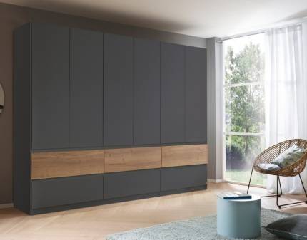 Dulap cu 6 usi cu balamale si 6 sertare WINNIPEG 271x210x56cm gri metalic/ halifax