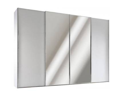 Dulap cu 4 usi glisante 400x240x68cm alb mat/ oglinda, maner crom model 2 SINFONIE PLUS