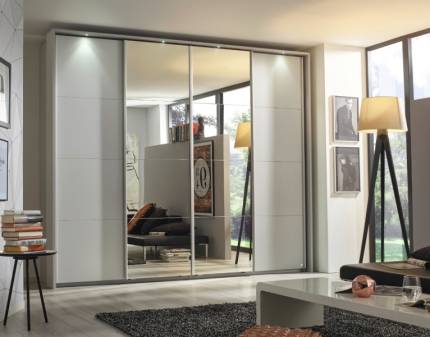 Dulap cu usi glisante SYNCRONO 271x230x62cm alb alpin/ oglinda configurabil