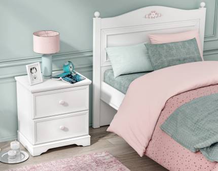 Noptiera cu 2 sertare RUSTIC 53x58x38cm alb mat, design elegant