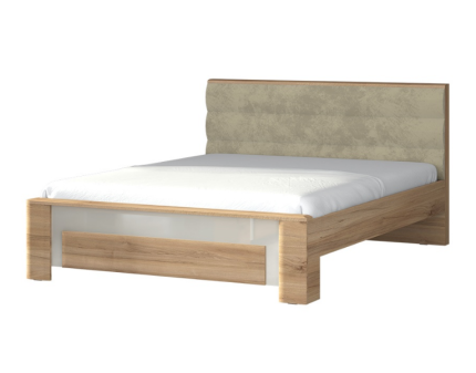 Pat cu somiera GALA 160/ 180cm bej lucios/ Nuc Pacific