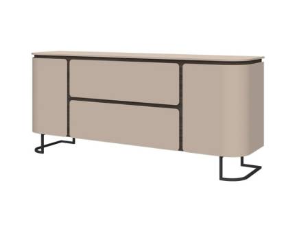 Comoda cu 2 usi si 2 sertare AURA 182x79x46cm mocca/ stejar Baroc, picioare antracit 