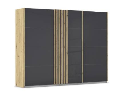 Dulap cu usi glisante MOSBACH 271x210x62cm stejar Artisan/ sticla basalt 