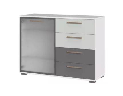 Comoda cu 1 usa din sticla si 4 sertare C10 ALL ROOM CONCEPT 111x83x40cm configurabila