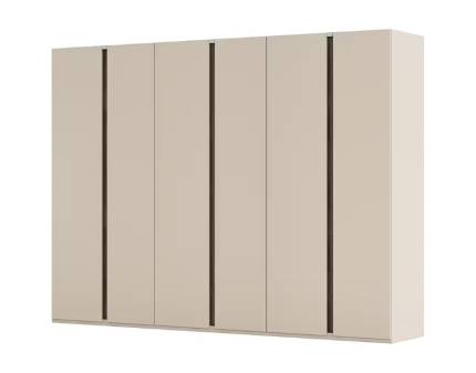 Dulap cu 6 usi cu balamale LUANA 301x223x61cm champagne/ cu manere integrate Atlantic Dark
