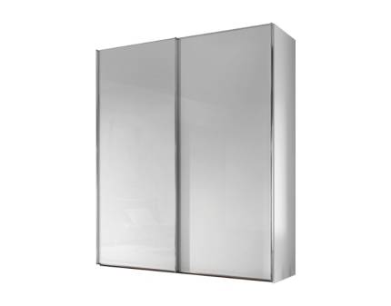 Dulap cu 2 usi glisante 225x200x68cm alb/ sticla alba, maner crom model 3 SINFONIE PLUS 