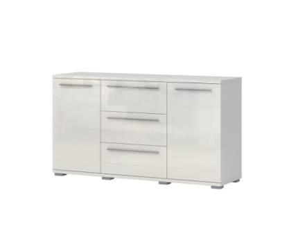 Comoda cu 2 usi si 3 sertare PIANO BEIGE 153x85x45cm bej lucios, manere crom