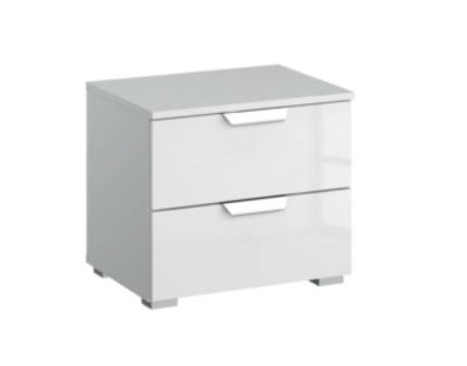 Noptiera cu 2 sertare ADITIO 40x42x42cm alb alpin/ alb lucios  