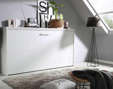 Pat rabatabil pe perete cu somiera ALBERO EXTRA (90x200cm) alb alpin