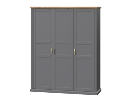 Dulap cu 3 usi cu balamale TARA GREY 181x227x59cm grafit/ Nuc Pacific