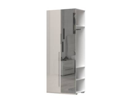 Extensie dulap cu 2 usi cu balamale PIANO BEIGE 92x224x56cm bej lucios/ oglinda, manere crom