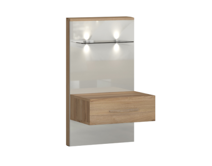 Noptiera dreapta cu panou si 1 sertar GALA 56x100x47cm bej lucios/ Nuc Pacific