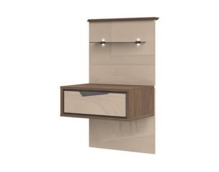 Noptiera dreapta cu 1 sertar LEFT Mokka HG lucios + Linkoln Walnut, manere incorporate antracit