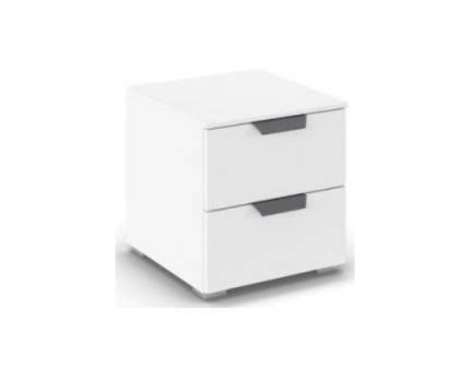 Noptiera cu 2 sertare ADITIO 40x42x42cm alb alpin, maner gri metalic