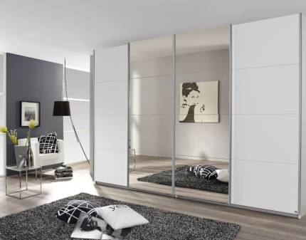 Dulap cu usi glisante SYNCRONO 271x211x62cm alb alpin/ oglinda configurabil