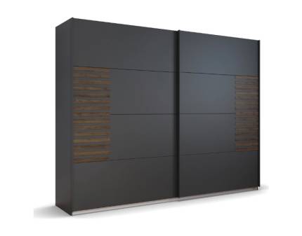 Dulap cu usi glisante BAREA 226x210x62cm gri metalic + stejar Atlantic dark, maner gri metalic